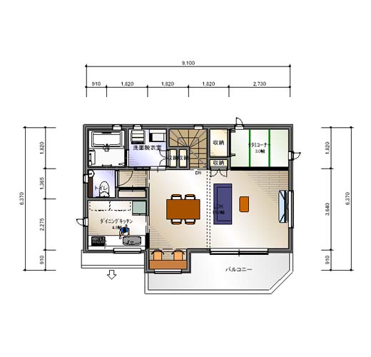 明るい２階リビング＆独立型キッチン