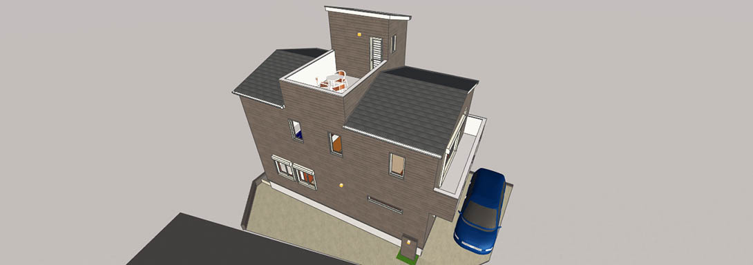 屋上を楽しむ２階リビング