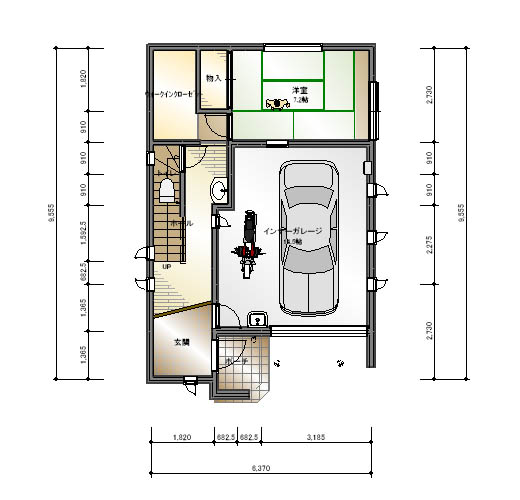 旗竿地のガレージハウス